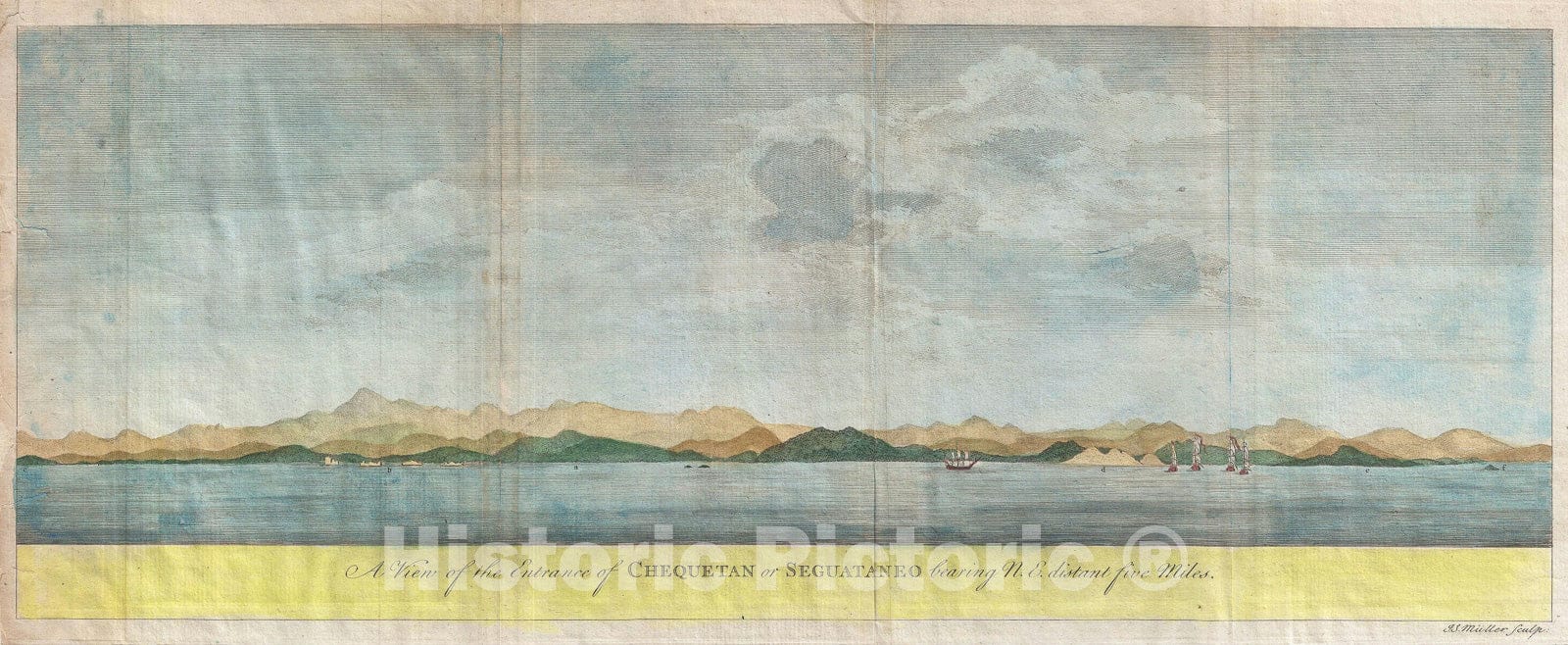 Historic Map : View of Zihuatanejo Harbor, Mexico, Anson , 1748, Vintage Wall Art