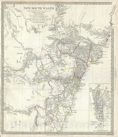 Historic Map : New South Wales, Australia, S.D.U.K., 1833, Vintage Wall Art