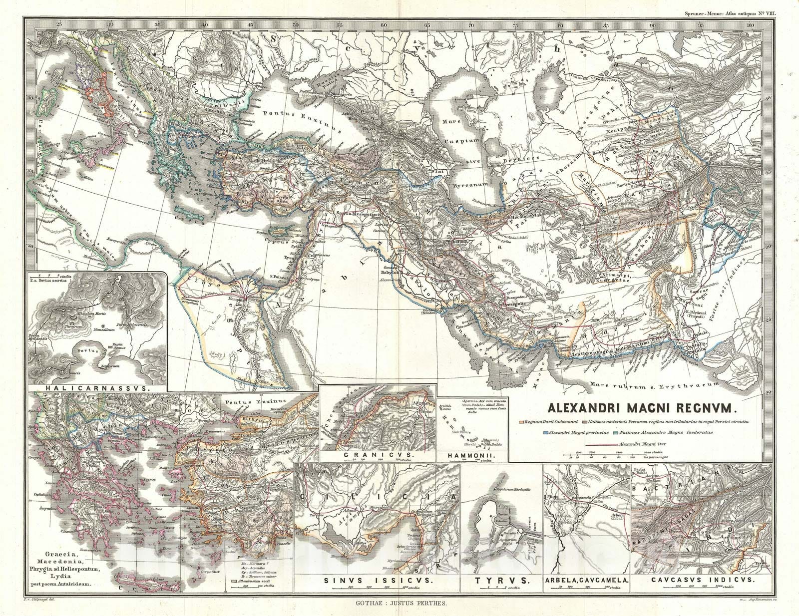 Historic Map : The Empire of Alexander The Great, Spruner, 1854, Vintage Wall Art
