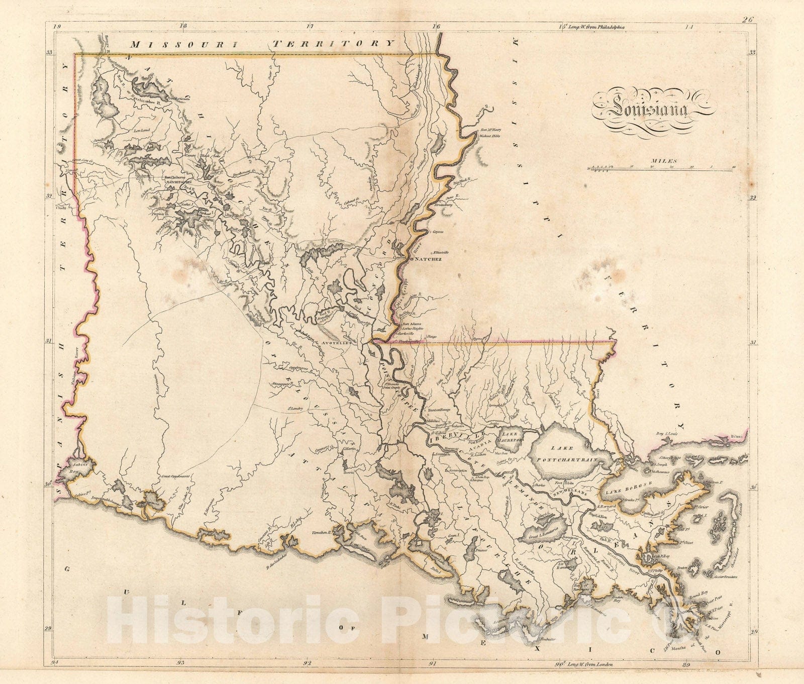 Historic Map : Louisiana, Carey, 1814, Vintage Wall Art