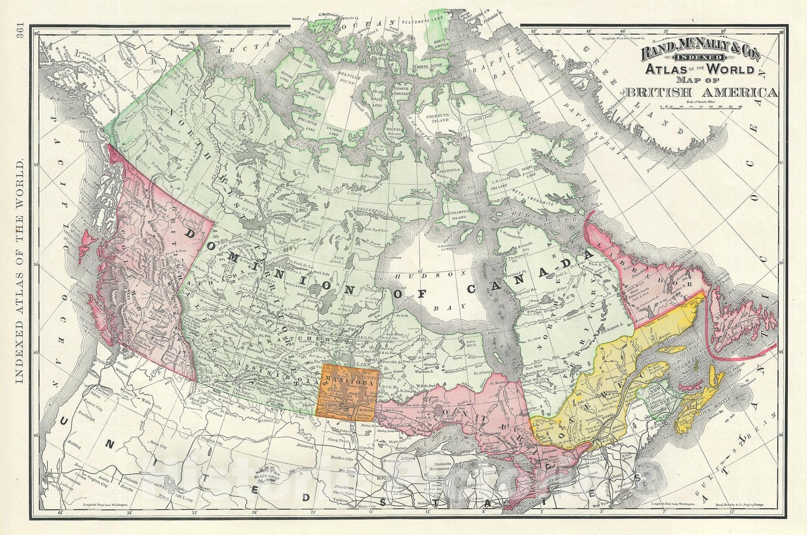 Historic Map : Canada or British America, Rand McNally, 1893 v2, Vintage Wall Art