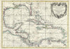 Historic Map : Central America and The West Indies " Caribbean ", Zannoni, 1762, Vintage Wall Art
