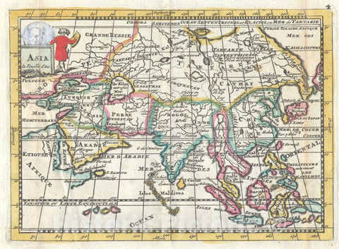 Historic Map : Asia, de la Feuille, 1706, Vintage Wall Art