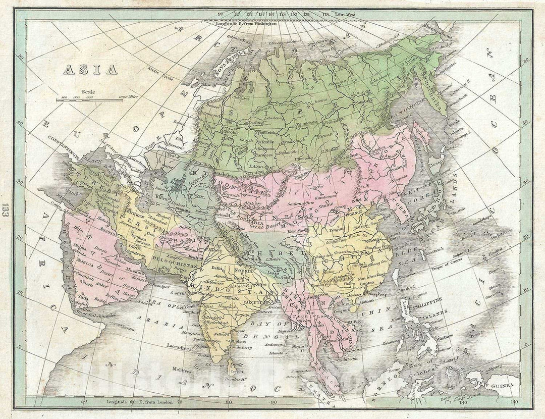 Historic Map : Asia, BraArtd, 1835, Vintage Wall Art