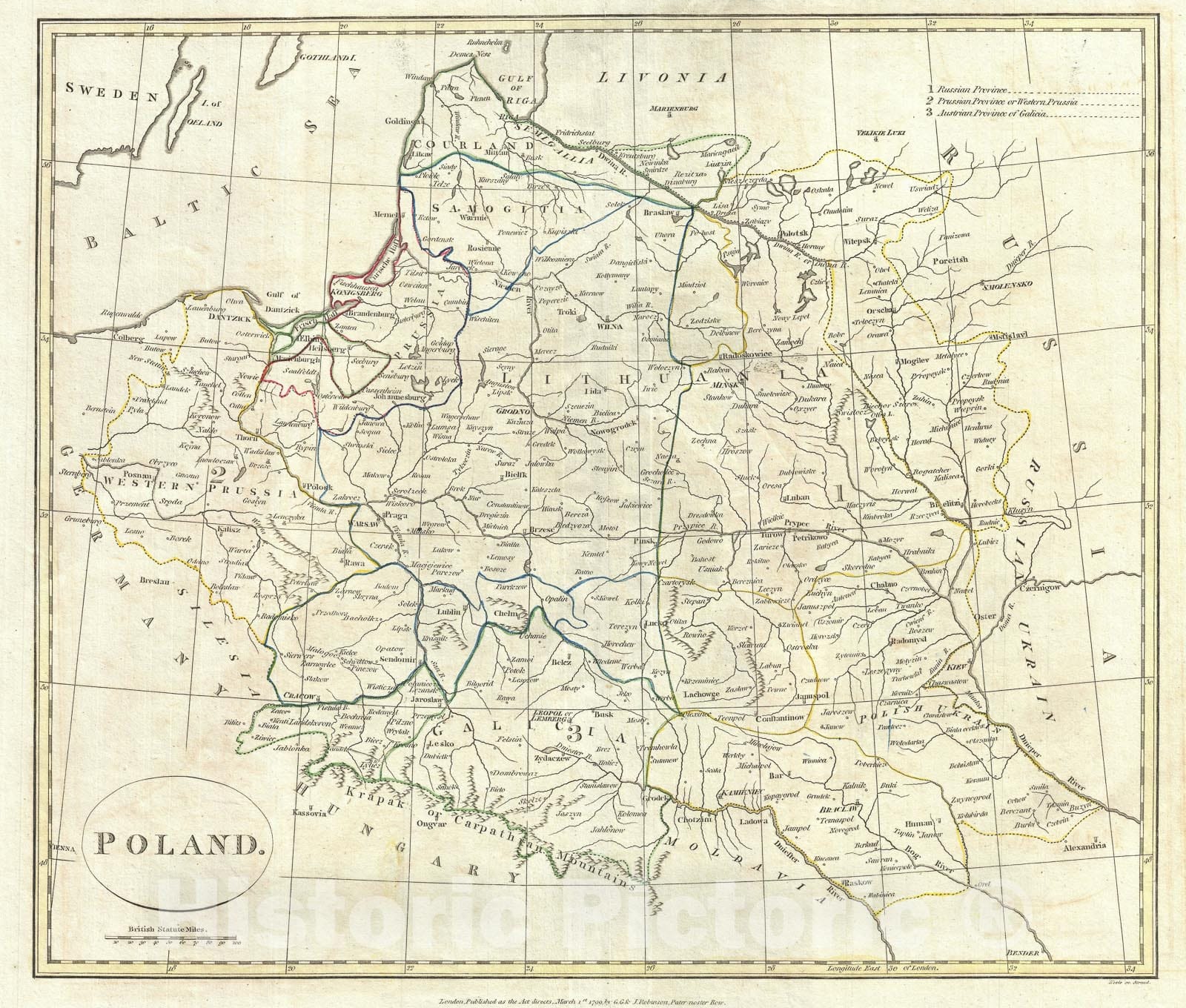 Historic Map : Poland and Lithuania, Clement Cruttwell, 1799, Vintage Wall Art