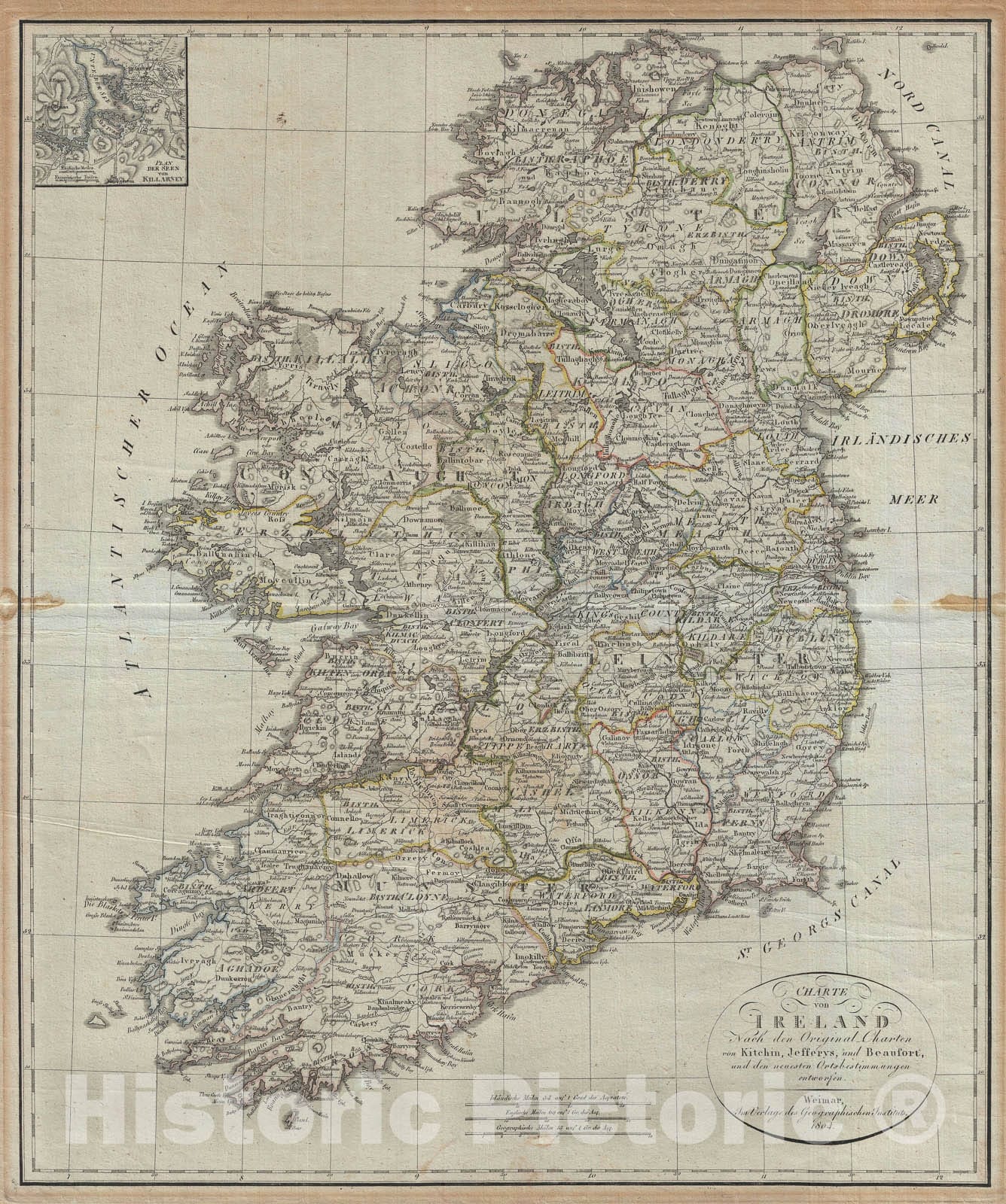 Historic Map : Ireland, Jeffreys and Kitchin, 1804, Vintage Wall Art