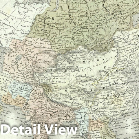 Historic Map : Asia, Black, 1851, Vintage Wall Art