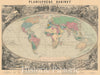 Historic Map : The World on Mollweide Projection, Bourdin - Babinet, 1860, Vintage Wall Art