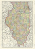 Historic Map : Illinois, Rand McNally, 1889, Vintage Wall Art