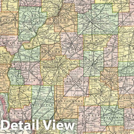 Historic Map : Illinois, Rand McNally, 1889, Vintage Wall Art