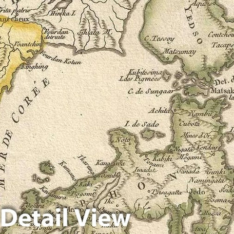 Historic Map : Japan and Korea "Sea of Korea", Vaugondy, 1749, Vintage Wall Art