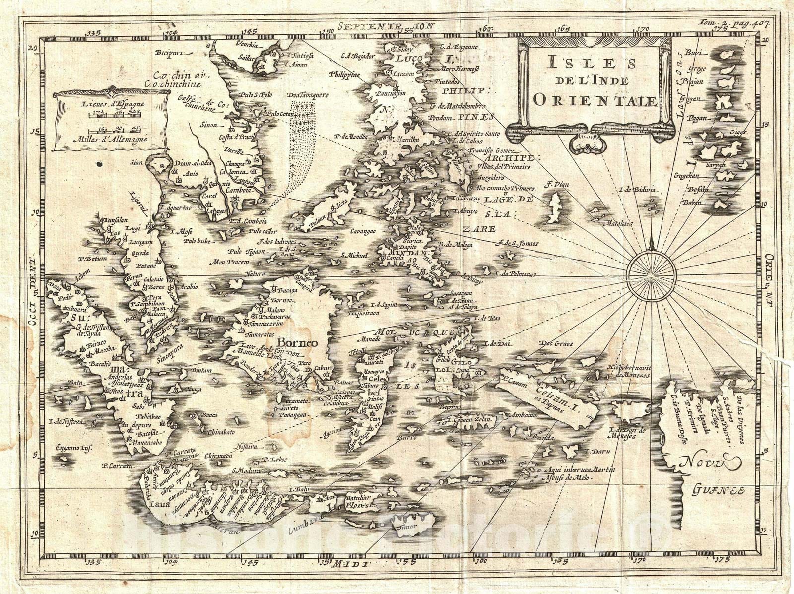 Historic Map : The East Indies: Borneo, Philippines, Singapore, Malaysia, Cluver, 1700, Vintage Wall Art