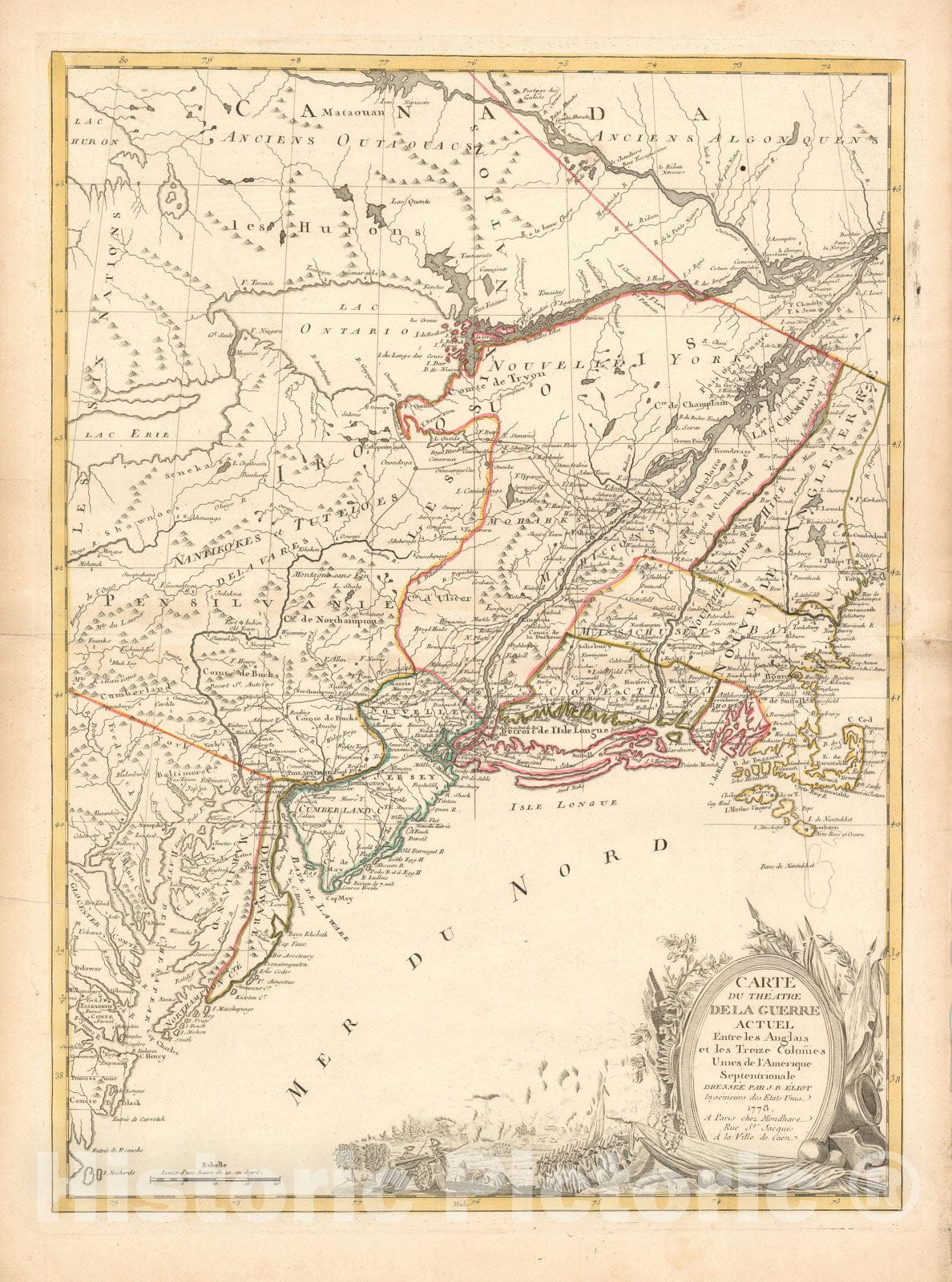 Historic Map : Eliot Revolutonary War Map, 1778, Vintage Wall Art