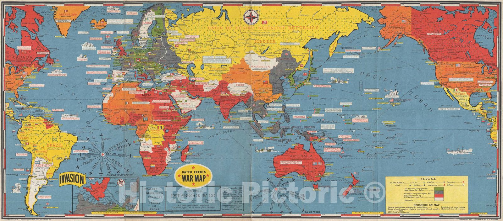 Historic Map : During World War II, Turner World, 1944, Vintage Wall Art