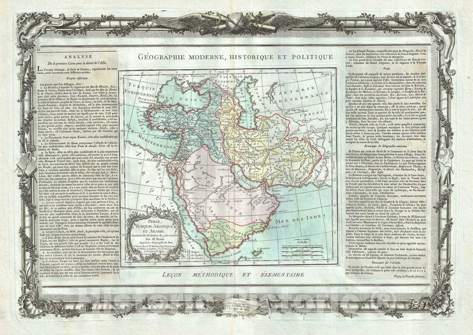 Historic Map : Arabia, Persia and Turkey, Desnos, 1786, Vintage Wall Art