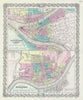 Historic Map : Pittsburgh, Pennsylvania and Cincinnati, Ohio, Colton, 1856, Vintage Wall Art