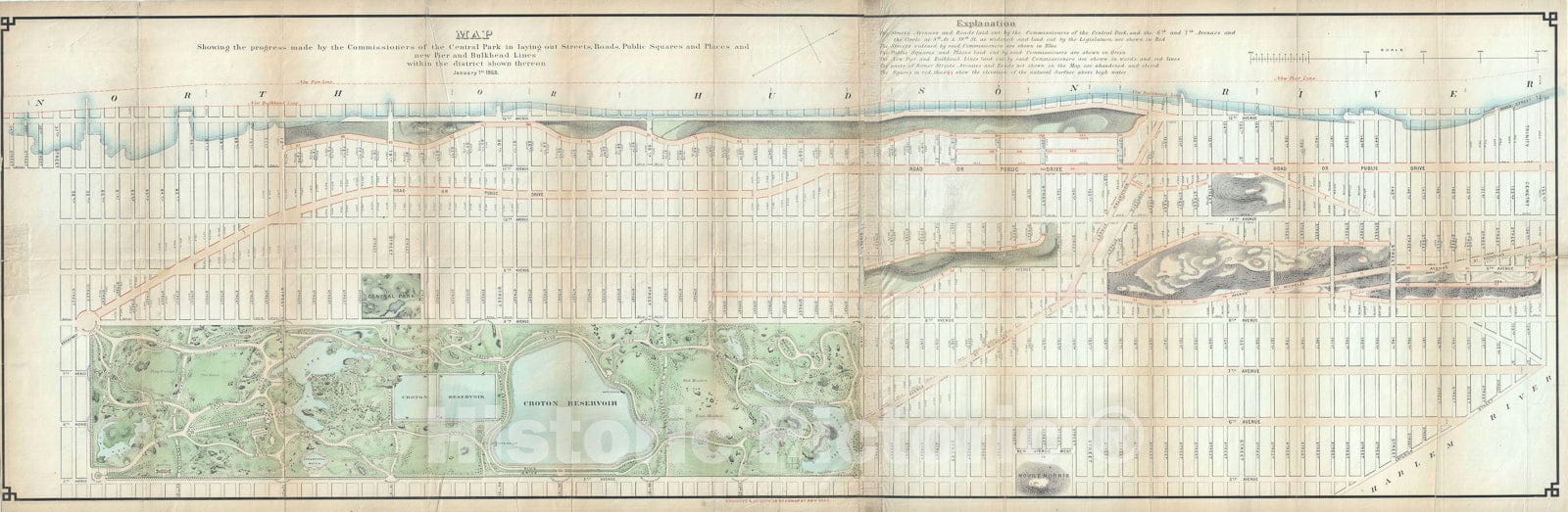 Historic Map : Central Park and The Upper West Side, New York City, Knapp, 1868, Vintage Wall Art