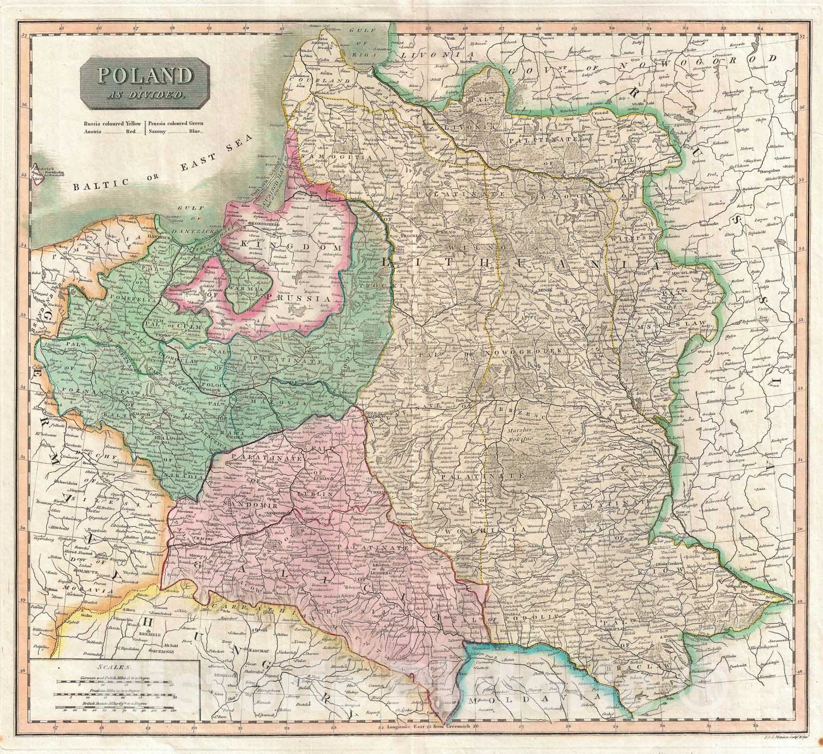 Historic Map : Poland, Thomson, 1817, Vintage Wall Art