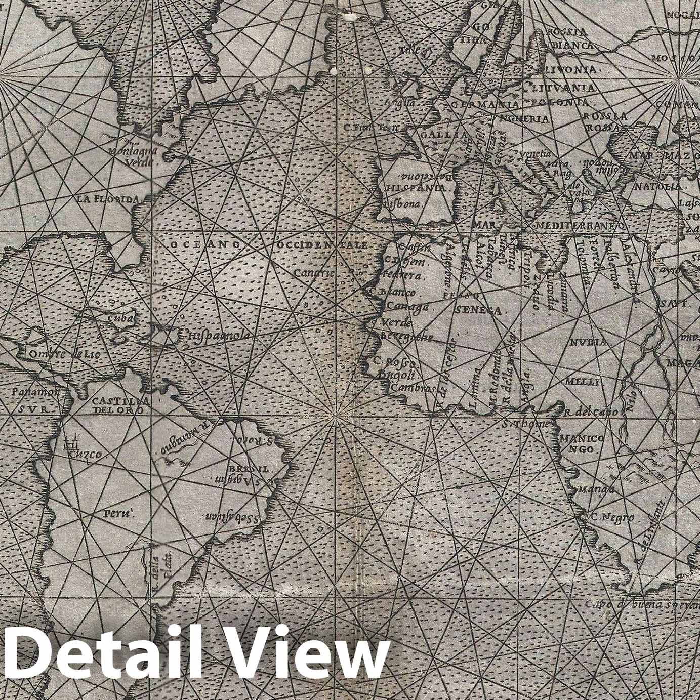 Historic Map : The World, Ruscelli Mariner's, 1561, Vintage Wall Art