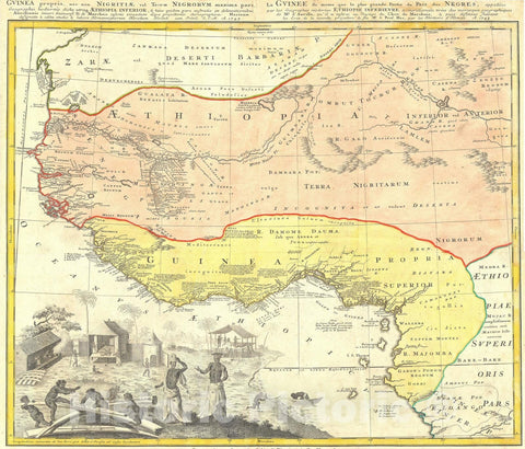 Historic Map : West Africa " Slave Trade references " 'Guinea', Homann Heirs, 1743, Vintage Wall Art
