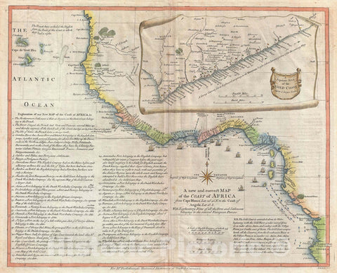 Historic Map : The Slave Ports of West Africa, Postlethwayte, 1755, Vintage Wall Art