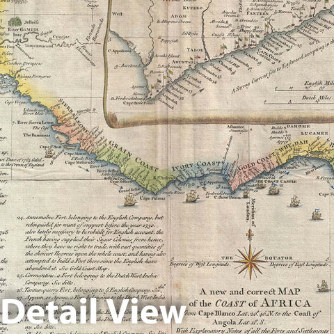 Historic Map : The Slave Ports of West Africa, Postlethwayte, 1755, Vintage Wall Art
