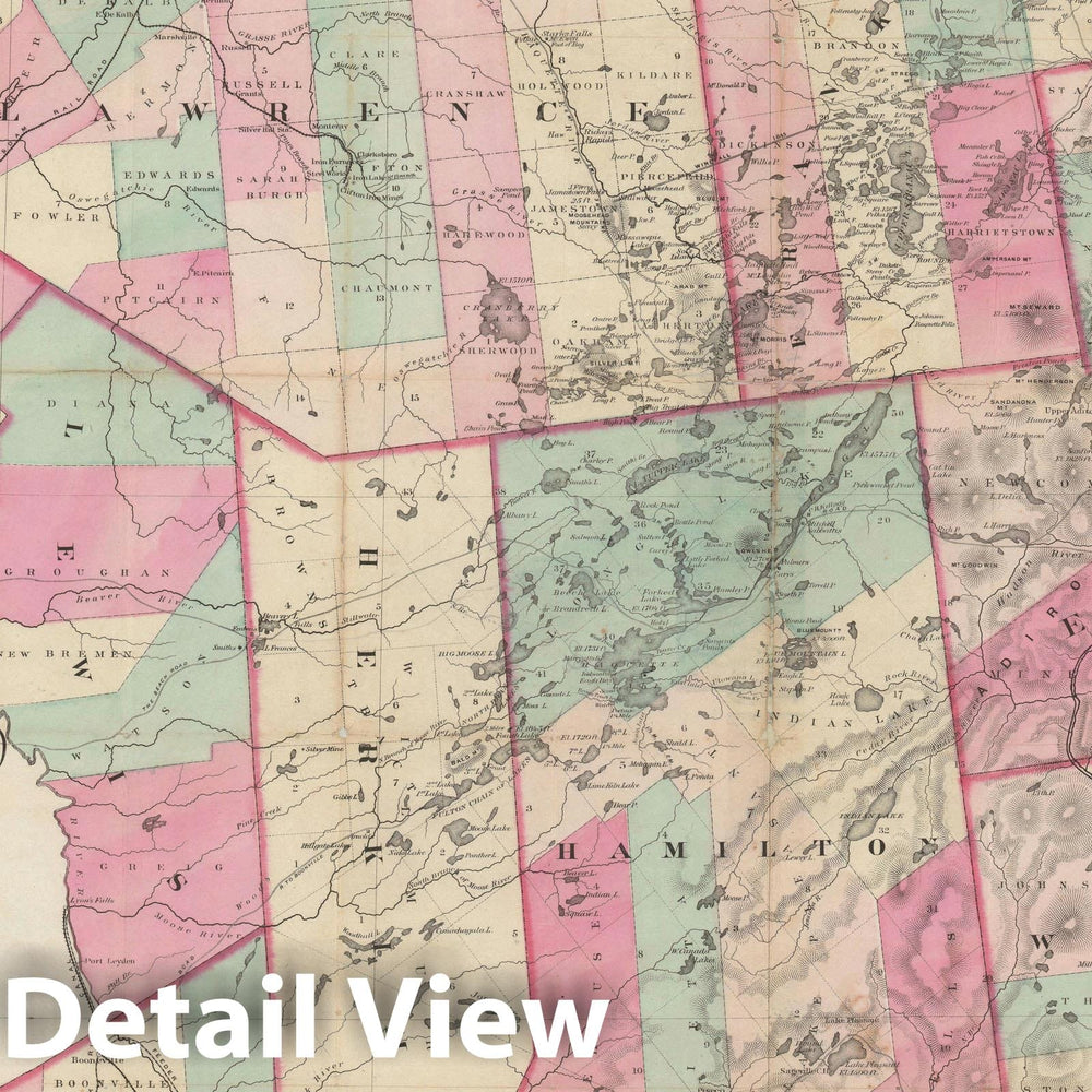 Historic Map : Ely Map of The Adirondacks "first accurate map of The Adirondacks", 1869, Vintage Wall Art