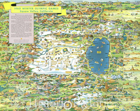Historic Map : Bloodgood Pictorial Map of The 1960 Olympic Games at Squaw Valley, CA, 1960, Vintage Wall Art
