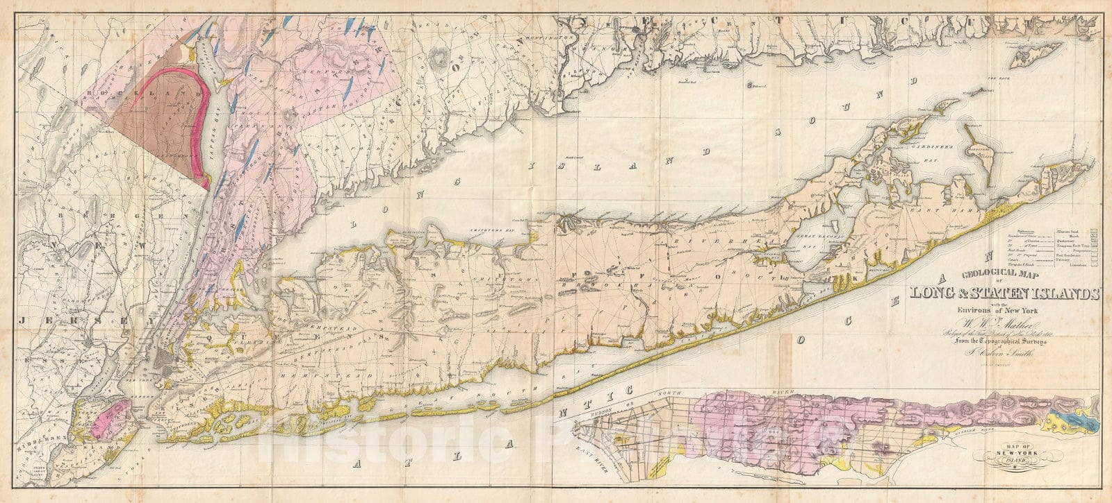 Historic Map : Long Island, New York, Mather, 1842, Vintage Wall Art ...