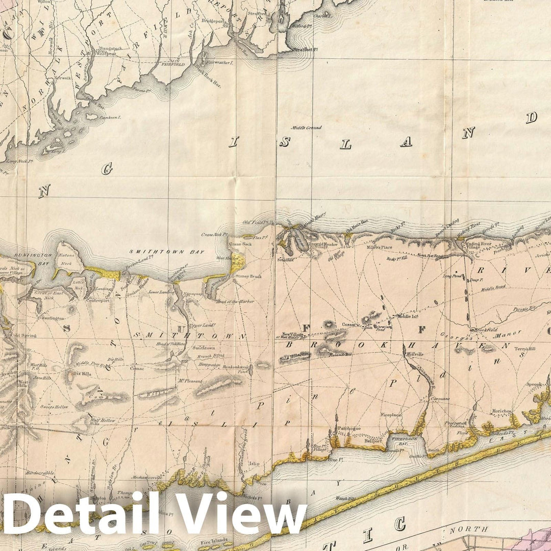 Historic Map : Long Island, New York, Mather, 1842, Vintage Wall Art ...