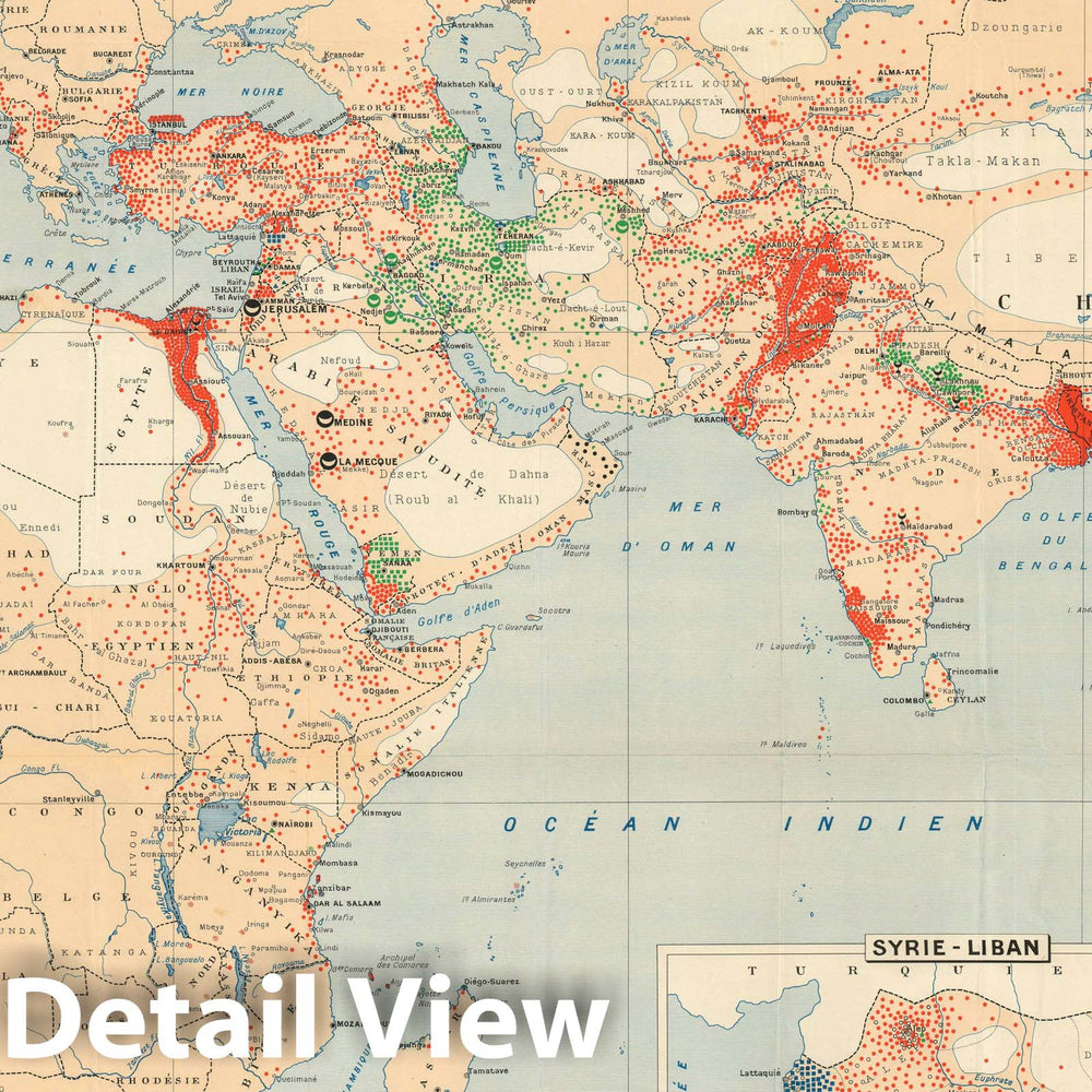 Historic Map : The Muslim World, Georges Lafosse, 1952, Vintage Wall Art