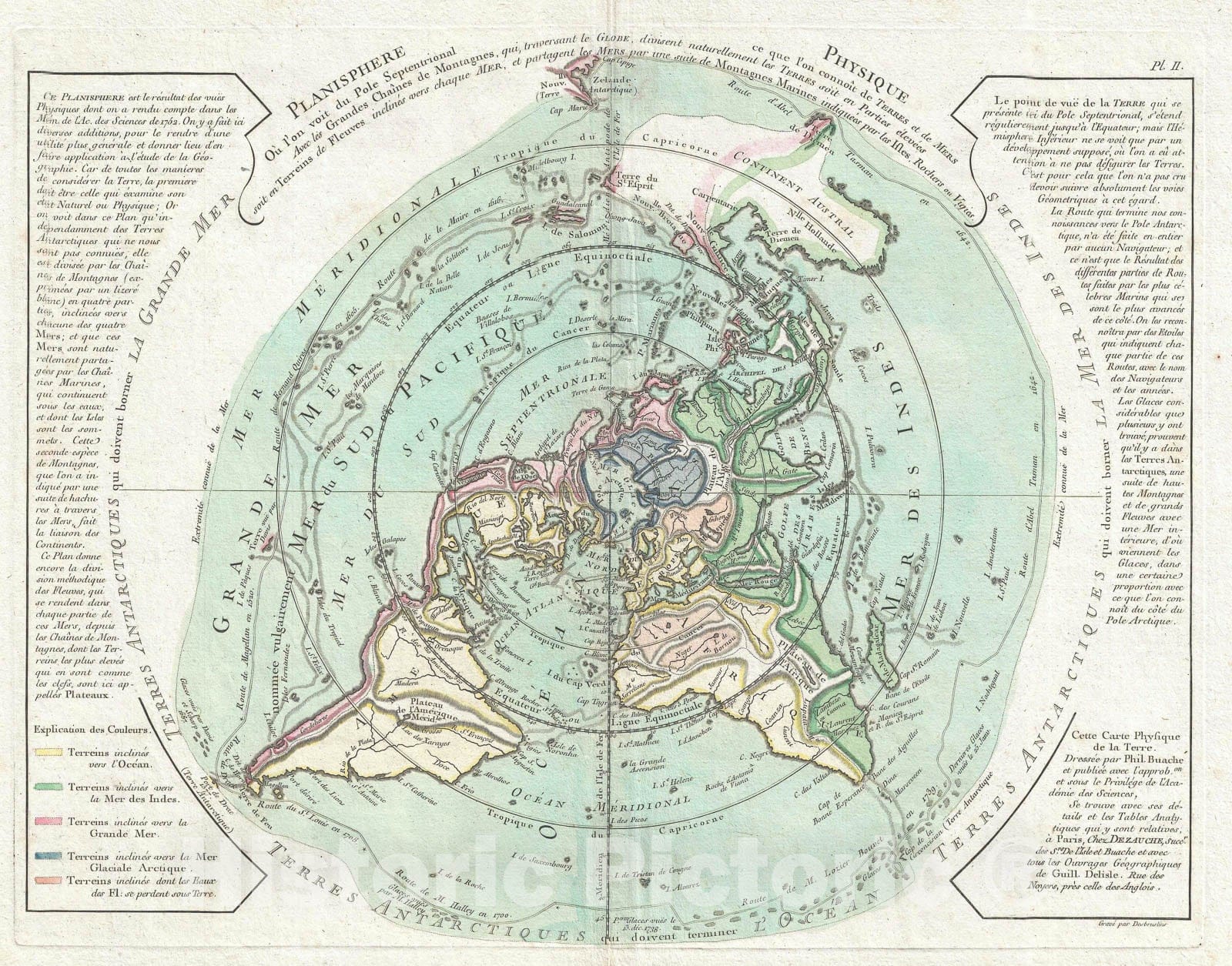 Historic Map : The World on Polar Projection "Arctic", Buache de Neuville, 1781, Vintage Wall Art