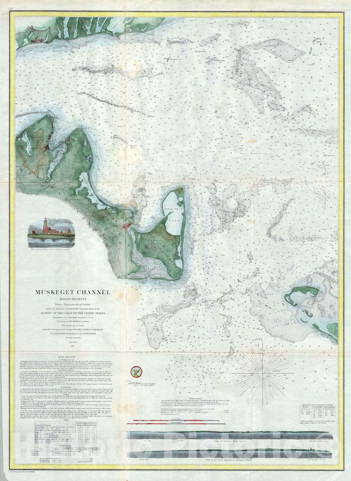 Historic Map : Map of Martha's Vineyard "Marthas Vineyard", Massachusetts, 1859, Vintage Wall Art