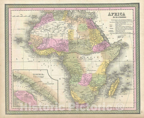 Historic Map : Africa, Mitchell, 1849, Vintage Wall Art