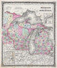 Historic Map : Michigan and Wisconsin, Colton, 1858, Vintage Wall Art