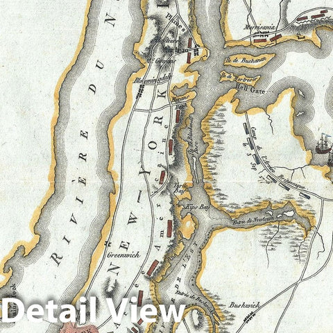 Historic Map : Plan of New York City: Manhattan, Brooklyn, Queens, Marshall, 1807, Vintage Wall Art