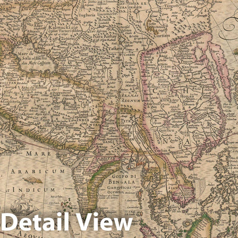 Historic Map : Asia, Jodocus Hondius, 1628, Vintage Wall Art