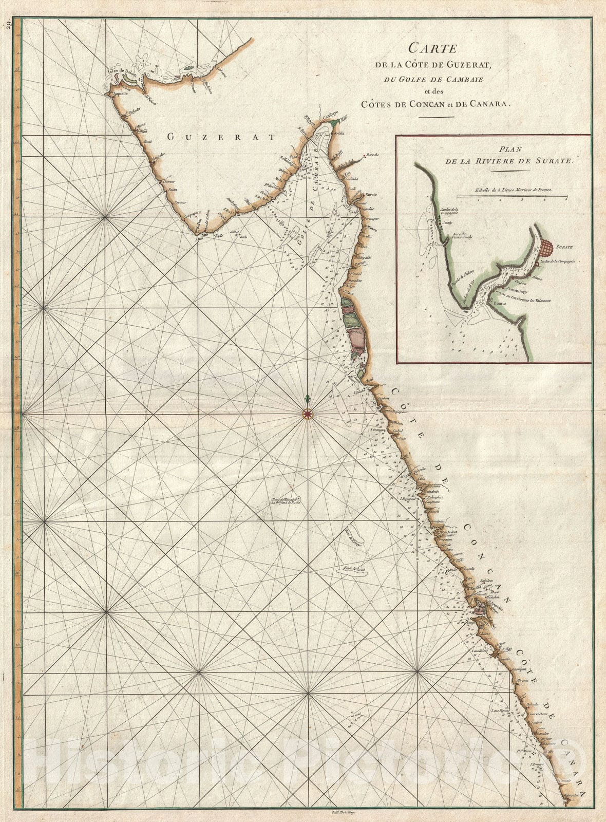 Historic Map : Nautical Chart Bombay "Mumbai", Konkan, India, Mannevilletteand, 1775, Vintage Wall Art