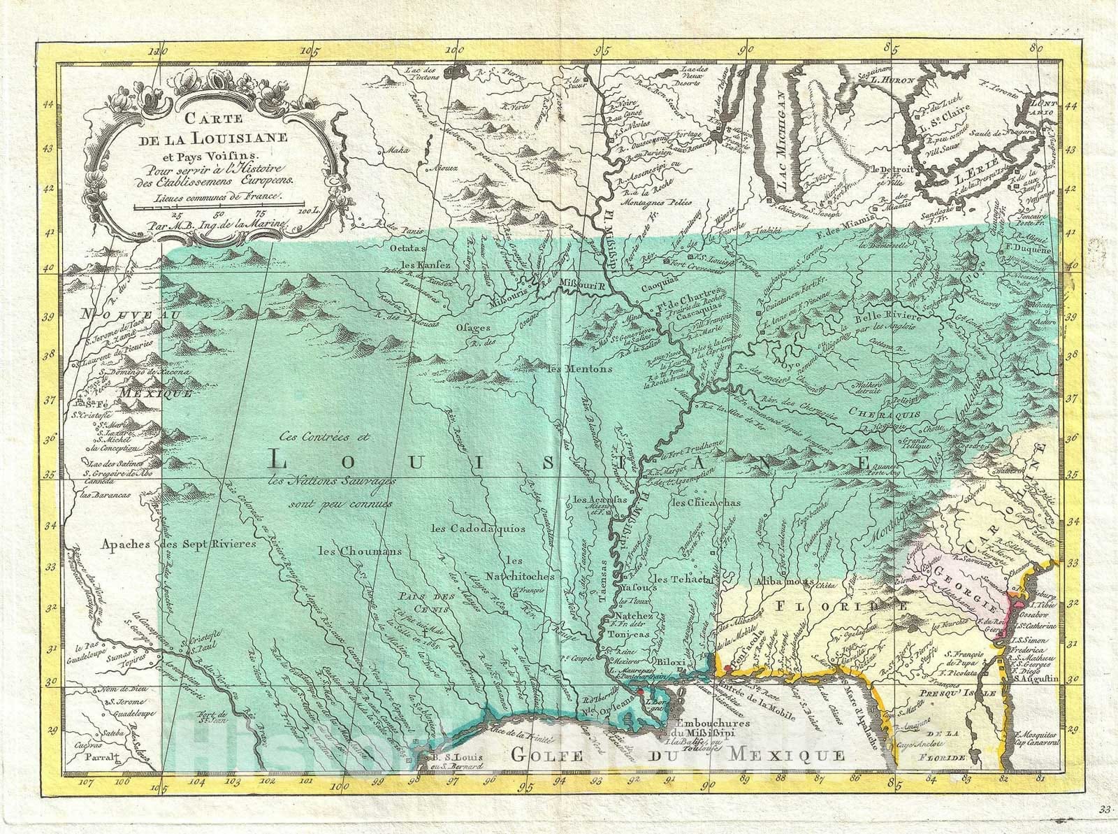Historic Map : The United States, Bellin, 1760, Vintage Wall Art