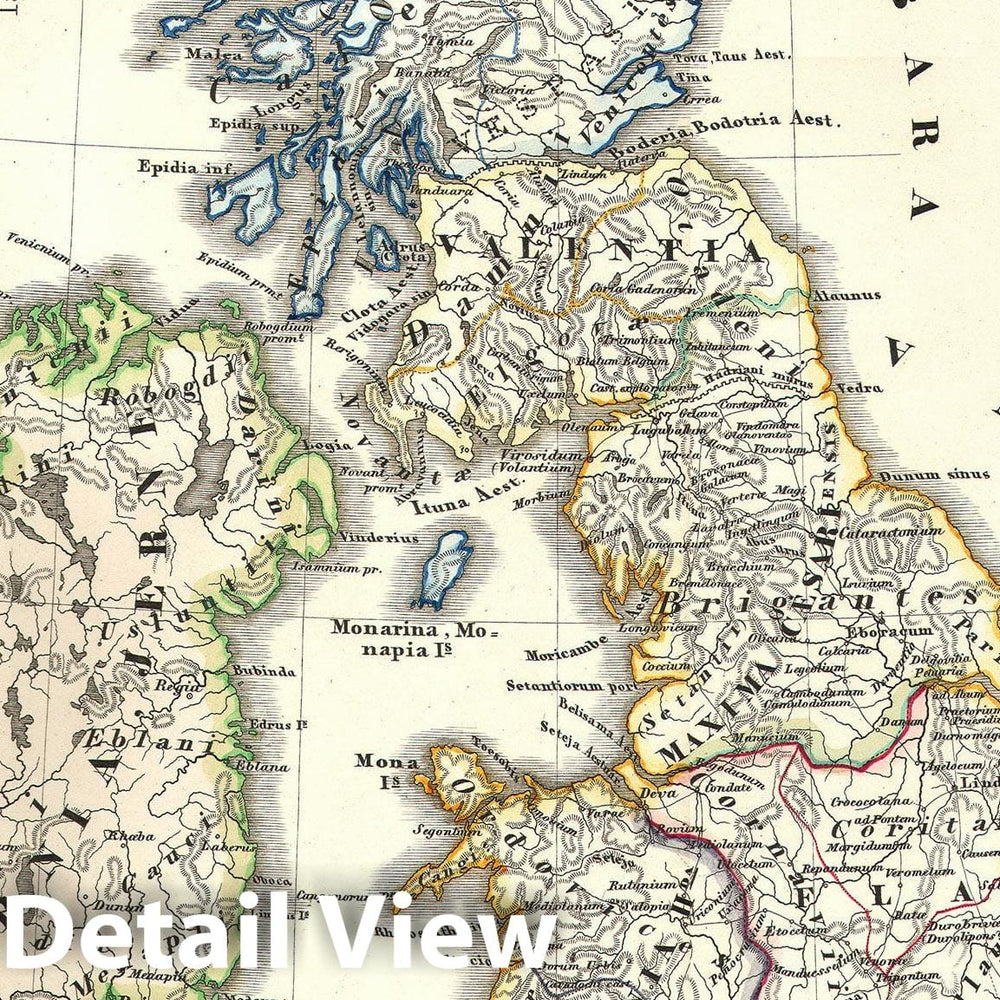 Historic Map : The British Isles, Britannia and Hibernia, in Ancient Times, Spruneri, 1855, Vintage Wall Art