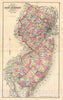 Historic Map : New Jersey, Walker, 1876, Vintage Wall Art