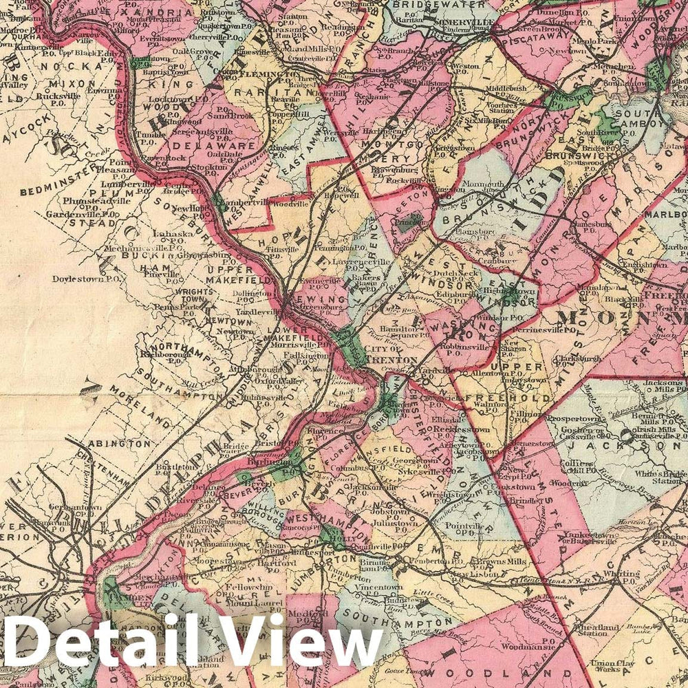 Historic Map : New Jersey, Walker, 1876, Vintage Wall Art