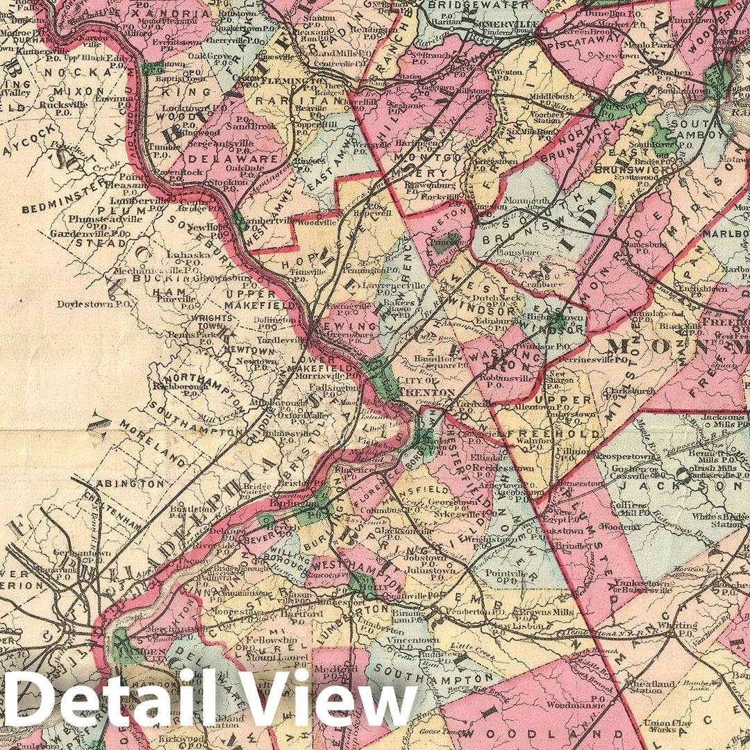 Historic Map : New Jersey, Walker, 1876, Vintage Wall Art