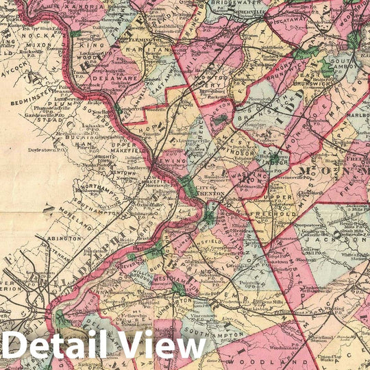 Historic Map : New Jersey, Walker, 1876, Vintage Wall Art