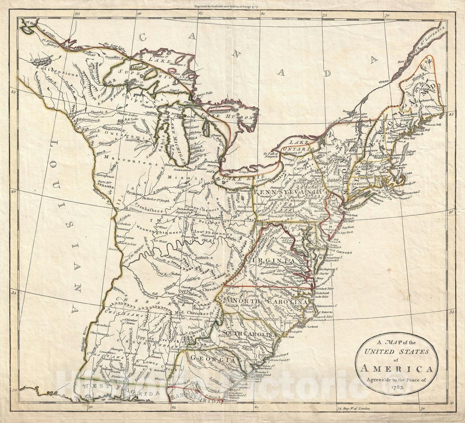 Historic Map : The United States, Russell, 1783, Vintage Wall Art