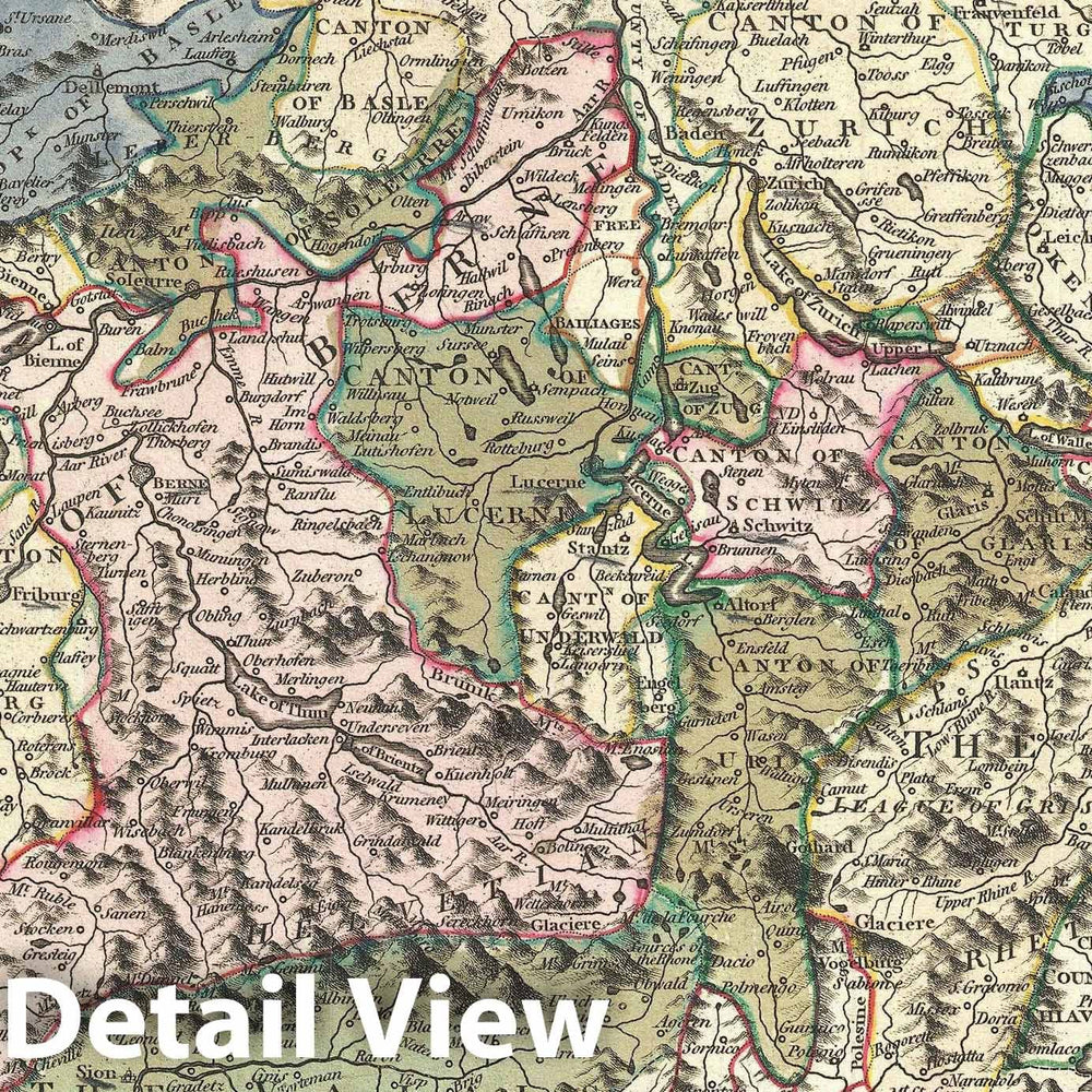 Historic Map : Switzerland, Wilkinson, 1794, Vintage Wall Art
