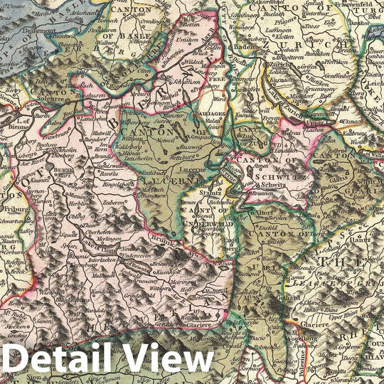 Historic Map : Switzerland, Wilkinson, 1794, Vintage Wall Art