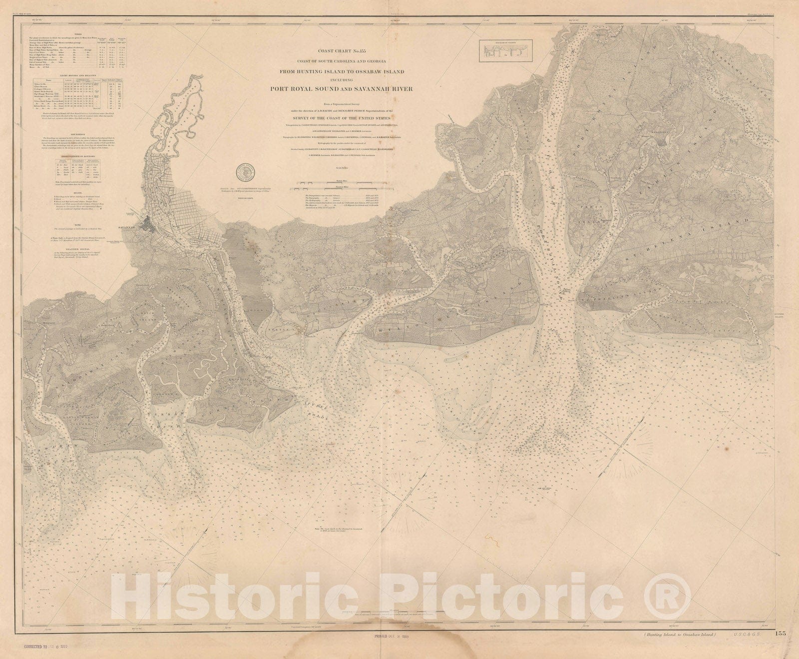Historic Map : Savannah, Hilton Head, and Port Royal, U.S. Coast Survey, 1890, Vintage Wall Art