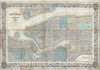 Historic Map : New York City and Brooklyn "first edtion", Colton, 1855, Vintage Wall Art