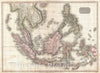 Historic Map : The East Indies and Southeast Asia "Singapore, Borneo, Java, Sumatra, Thailand, Pinkerton, 1818, Vintage Wall Art